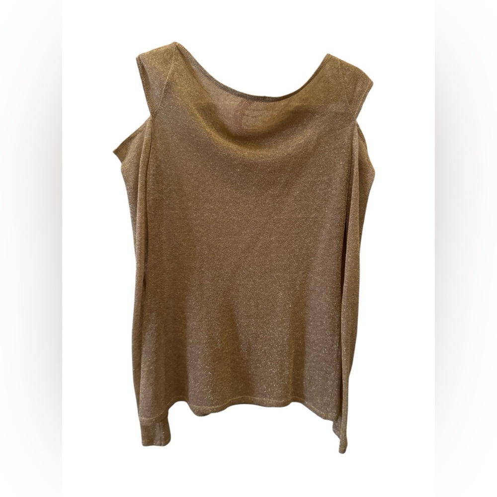 Bailey 44 black sabbath top gold sparkle cold shoulder S $125 sweater l/s linen - Picture 3 of 10